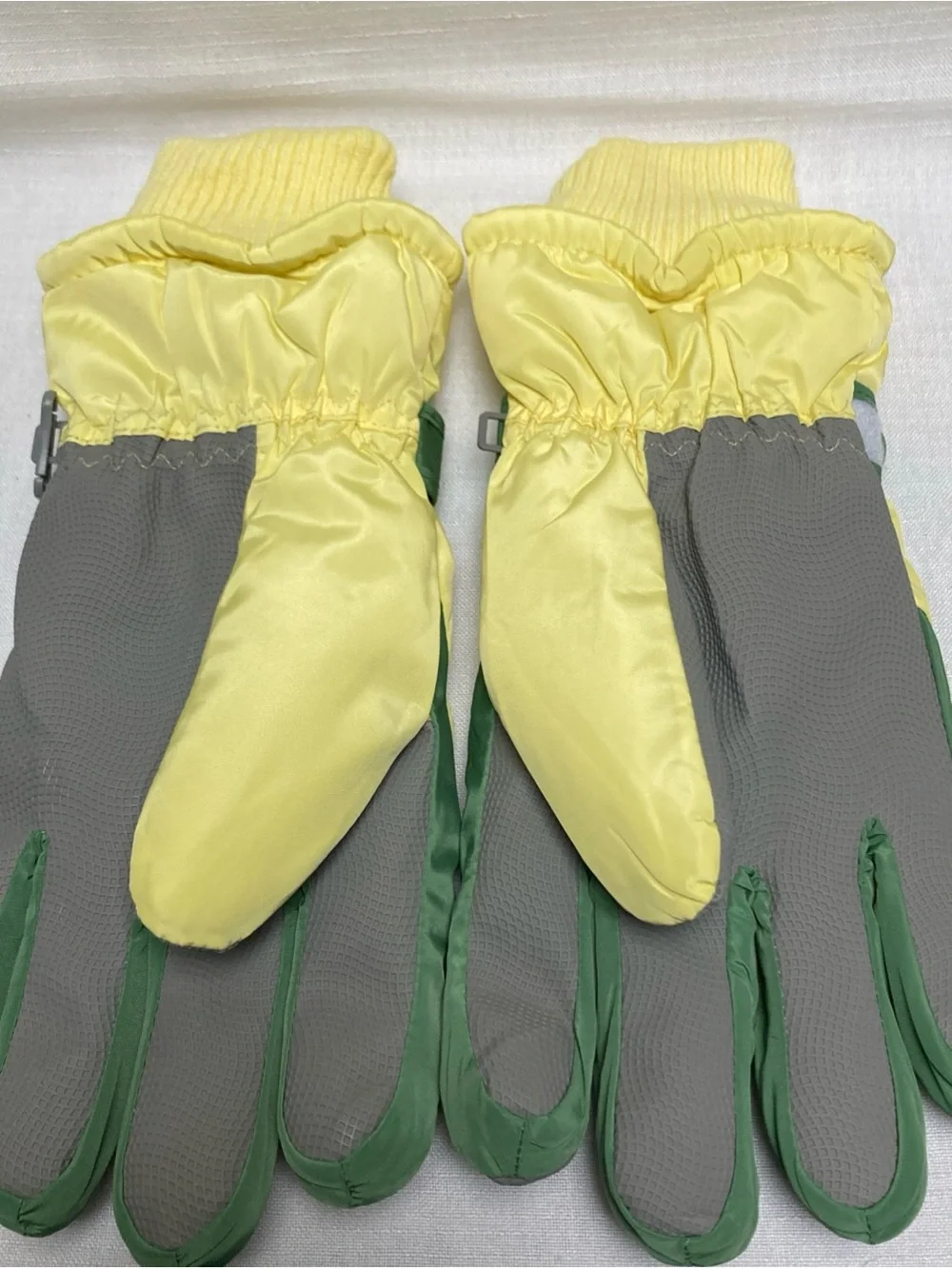 Kids Yellow & Green Dinosaur Winter Gloves